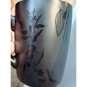 Starbucks 2020 Matte Black Floral Leaf Coffee Mug 10oz Ceramic White Interior